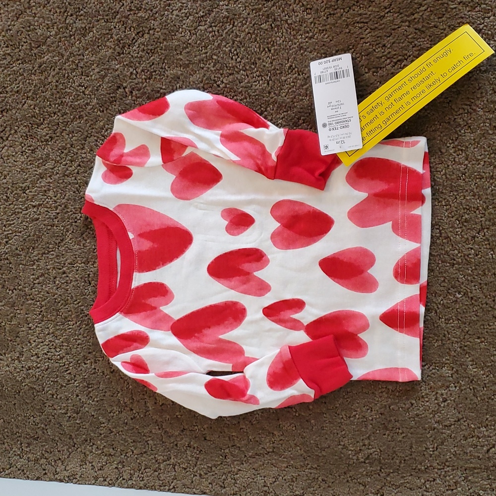 Baby Girls 2 pc Valentine's Day Hearts Snug Fit Cotton Pajamas Size 12 mo NWT - Picture 4 of 5